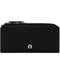 Aigner - Carré Logo-Plaque Pebbled-Leather Wallet - Lyst