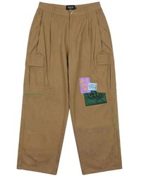PAS DE MER - Fish Patch-Detail Pleated Cotton Cargo Trousers - Lyst