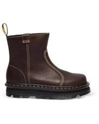 Dr. Martens - Zebzag Rigger Contrast-Stitch Leather Ankle Boots - Lyst