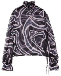 PUCCI - Labirinto Print Blouse With Balloon Sleeves - Lyst