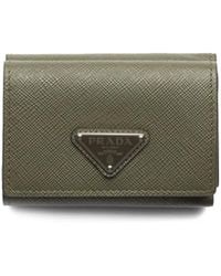 Prada - Logo-Plaque Saffiano Leather Wallet - Lyst