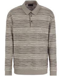 Giorgio Armani - Striped Linen-Blend Polo Shirt - Lyst