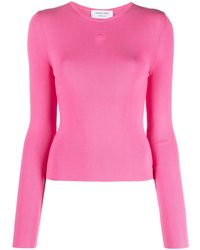 Marine Serre - Logo-Embroidered Ribbed-Knit Top - Lyst