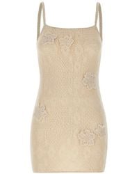 MC2 Saint Barth - Crochet-Knit Flower-Appliqué Mini Dress - Lyst