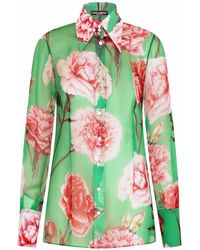 Dolce & Gabbana - Camisa de seda georgette con motivo floral - Lyst