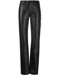 Marine Serre - All-over Embossed-logo Leather Trousers - Lyst