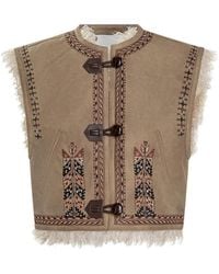 Isabel Marant - Clemencia Shearling-Weste mit Stickerei - Lyst