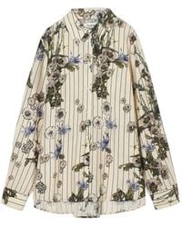 Psophia - Dandelion Floral-Print Striped Shirt - Lyst