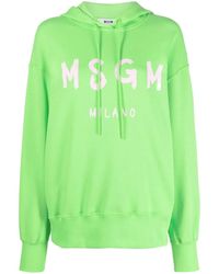 MSGM - Logo-Print Cotton Hoodie - Lyst