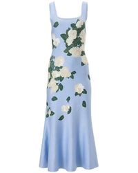 Carolina Herrera - Floral Jacquard-Knit Midi Dress - Lyst