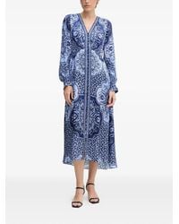 Hale Bob - Noor V-Neck Printed Midi Dress - Lyst