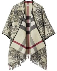 Burberry - Equestrian Knight Fringe Wool Poncho - Lyst