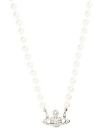 Vivienne Westwood - Mini Bas Relief Pearl Orb-Plaque Necklace - Lyst