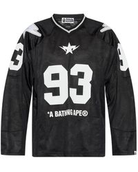 A Bathing Ape - Logo-Print Mesh Long-Sleeve T-Shirt - Lyst