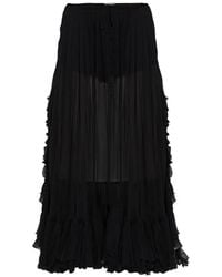 Chloé - Ruffled Silk Skirt - Lyst