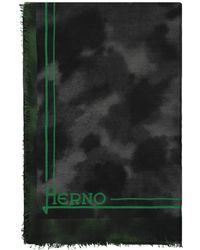Herno - Écharpe Frangée À Logo Imprimé - Lyst