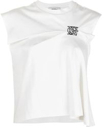 Goen.J - Logo-Embroidered Tuck-Pleated Top - Lyst