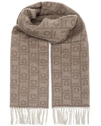 Ferragamo - Sciarpa Con Frange E Monogramma - Lyst