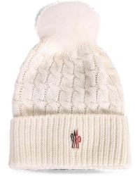 Moncler - Cable-Knit Pompom Beanie Hat - Lyst