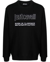 Just Cavalli - Logo-embroidered Cotton Sweatshirt - Lyst