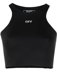 Off-White c/o Virgil Abloh - Logo-Print Cropped Tank Top - Lyst