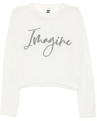 Izzue - Embroidered-Slogan Semi-Sheer Jumper - Lyst