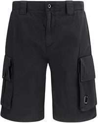 C.P. Company - Cotton Gabardine Lens Cargo Shorts - Lyst