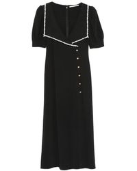 Alessandra Rich - Cady Lace-Trim Collar Midi Dress - Lyst