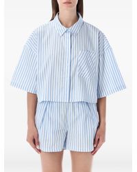 Nike - Chill Poplin Striped Cropped Shirt - Lyst