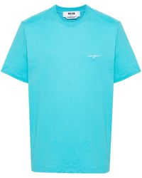 MSGM - Embroidered-Logo Cotton T-Shirt - Lyst