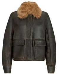 Brunello Cucinelli - Shearling Aviator Jacket With Monili - Lyst