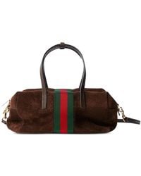 Gucci - Small Boston Web Suede Tote Bag - Lyst