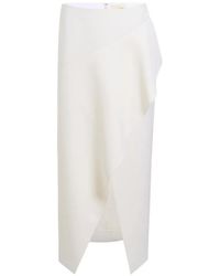 KHAITE - Jaia Ruffled Split Midi Skirt - Lyst
