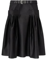 Ganni - Belted Pleated Midi Skirt - Lyst