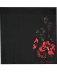 Alexander McQueen - Silk Scarf With Rose Print - Lyst