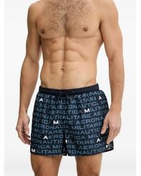 Aeronautica Militare - Logo-Print Drawstring Swim Shorts - Lyst