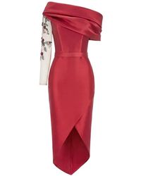 Gatti Nolli by Marwan - Embroidered-Sleeve Wrap-Skirt Midi Dress - Lyst