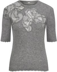 Ermanno Scervino - Floral-Appliqué Ribbed T-Shirt - Lyst