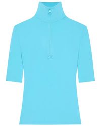 Courreges - Top Met Rits En Gedrapeerde Hals - Lyst