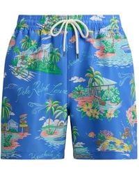 Polo Ralph Lauren - Light Nylon Traveler Polo Bear 14.5 Cm Swim Shorts With Bahamas Bear Print - Lyst