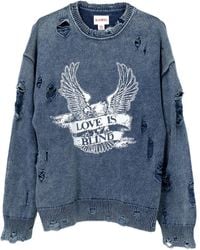 KAMIYA - Distressed-Pullover Mit Adler-Print - Lyst
