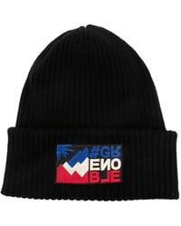 Moncler - Beanie With Tricolor Logo Patch - Lyst