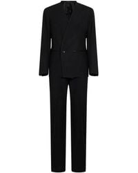 Tagliatore - Double-Breasted Collarless Suit - Lyst