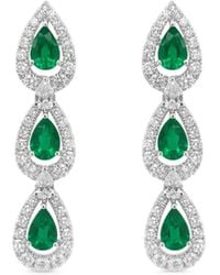 HYT Jewelry - 18K Emerald And Diamond Dangling Earrings - Lyst