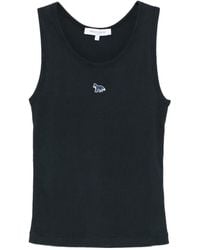 Maison Kitsuné - Geribbelde Tanktop Met Embleem - Lyst