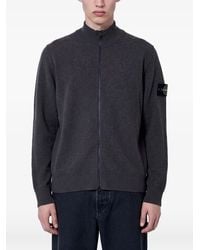Stone Island - Logo-Patch Zip-Up Wool Sweater - Lyst
