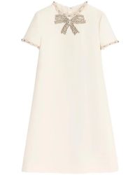 Valentino Garavani - Embroidered Crepe Couture Short Dress - Lyst