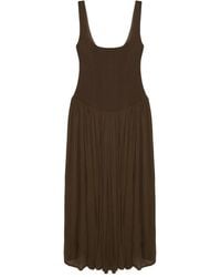Jonathan Simkhai - Corset-Bodice Pleated Midi Day Dress - Lyst