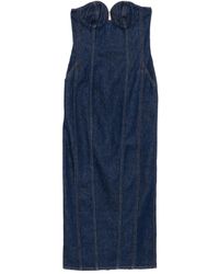 Magda Butrym - Strapless Denim Midi Dress - Lyst