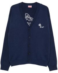KENZO - Floral-Embroidered Cardigan - Lyst
